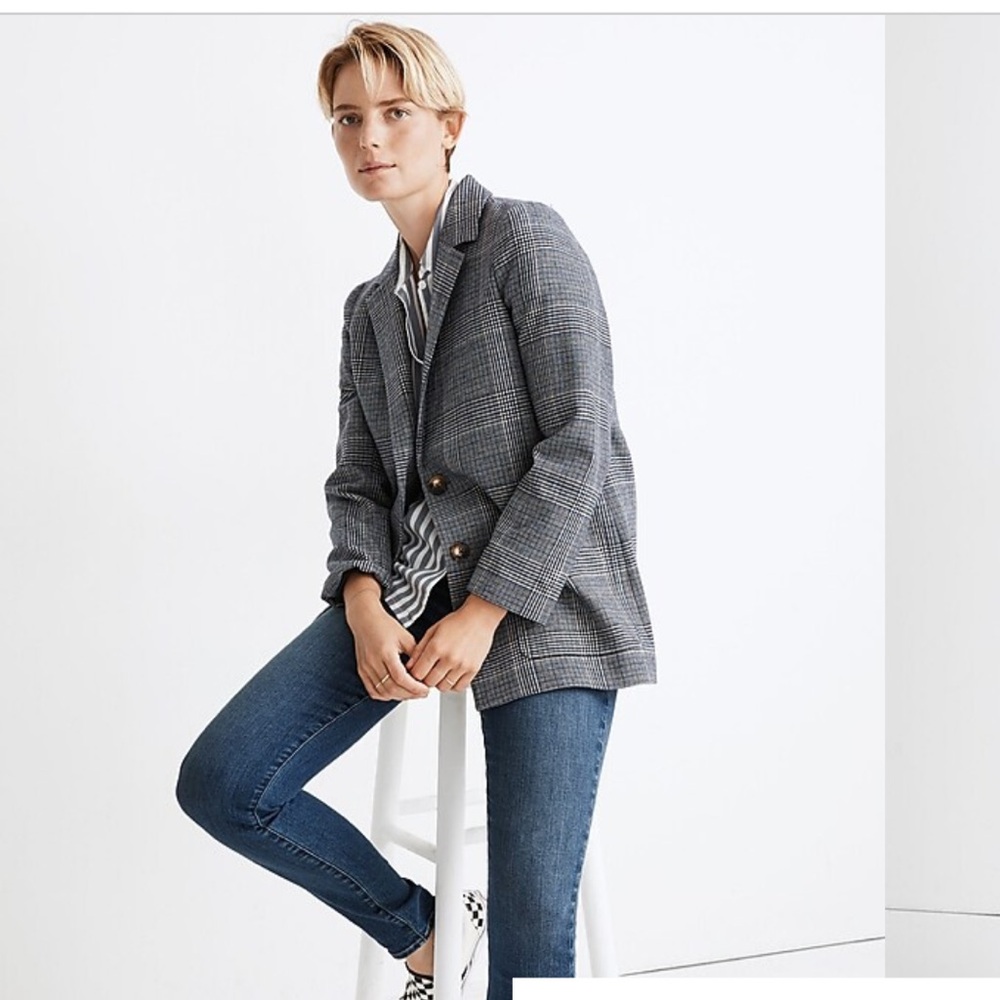 Madewell Dorset Blazer in Navy Glen Plaid Size XXS